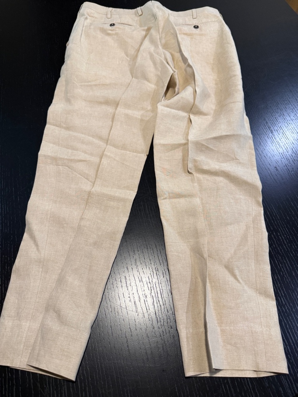 Zanella Light Beige Linen-Blend Chinos